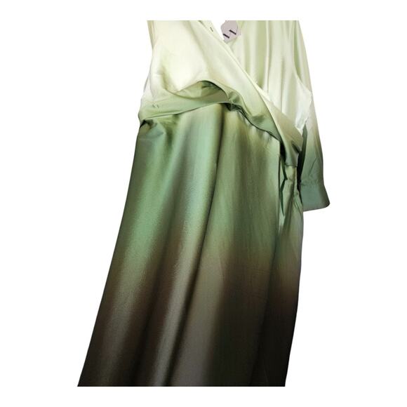 NEW Worthington Women's Plus Size Green Ombre Dip Dye Midi Wrap Dress (Size: 2X) - Picture 7 of 9